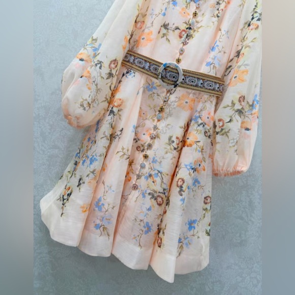 Zimmermann Floral Midi Dress - Cream and Blue - Picture 3 of 8